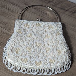 Vintage Beaded Evening Purse | Hong Kong | Ivory